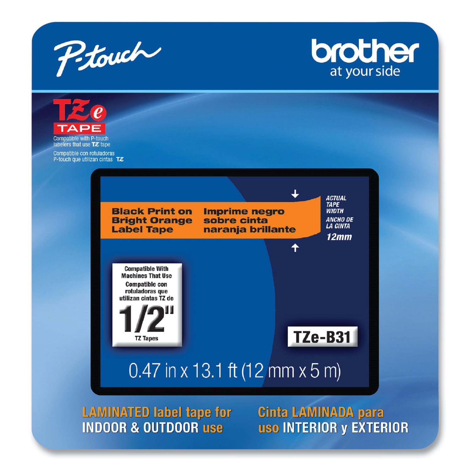 Brother P-Touch® TZe Laminated Removable Label Tapes, 0.47