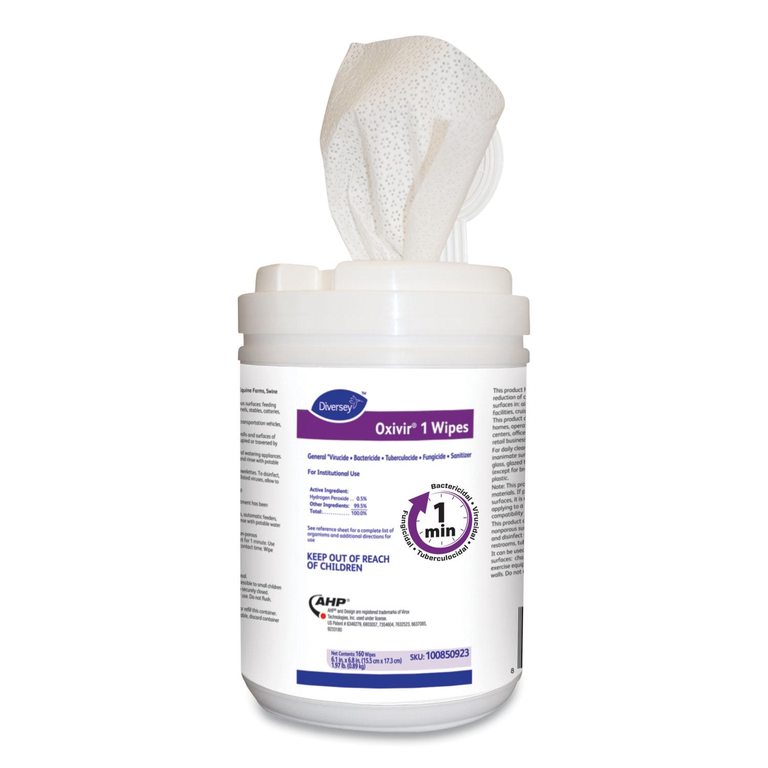 Diversey™ Oxivir 1 Wipes, 6" x 7", 160/Canister, 12/Carton