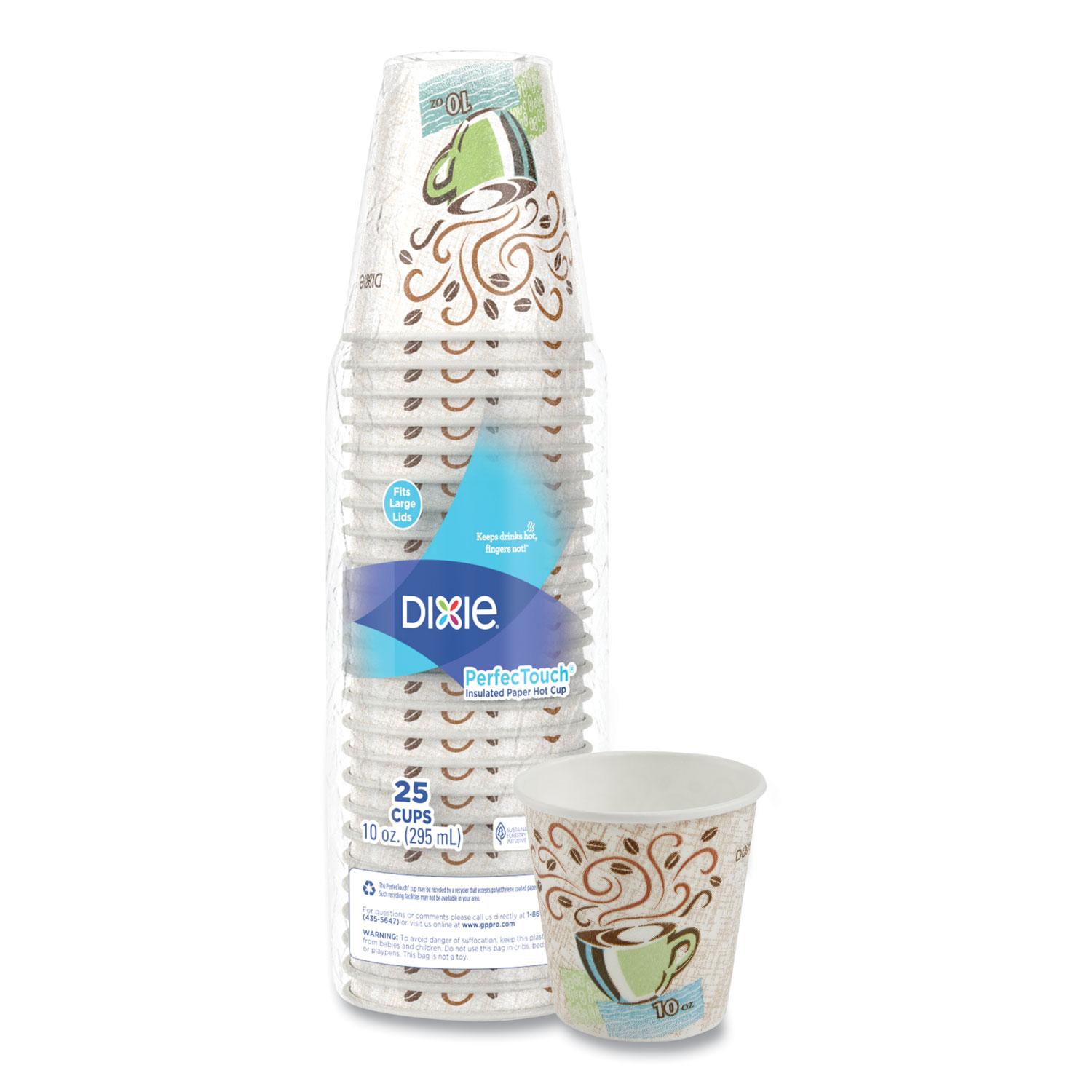 Dixie® Hot Cups, Paper, 10oz, Coffee Dreams Design, 25/Pack