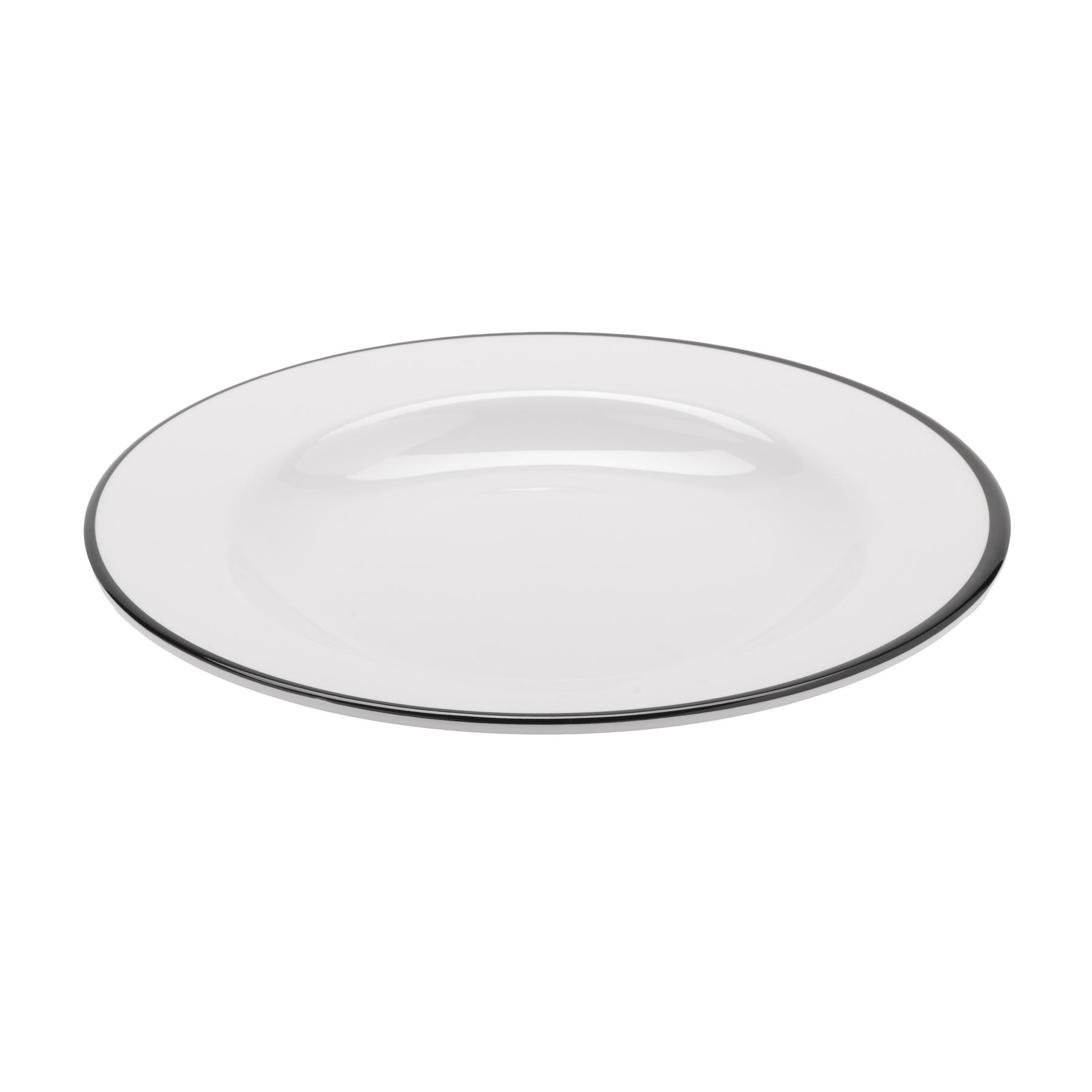 24 oz. Enamelware Melamine Large Salad, Pasta, Soup Bowl, White with Black Trim