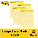 Post-it® Easel Pads Super Sticky Self Stick Easel Pads, Ruled, 25 x 30, Yellow, 4 30 Sheet Pads/Carton