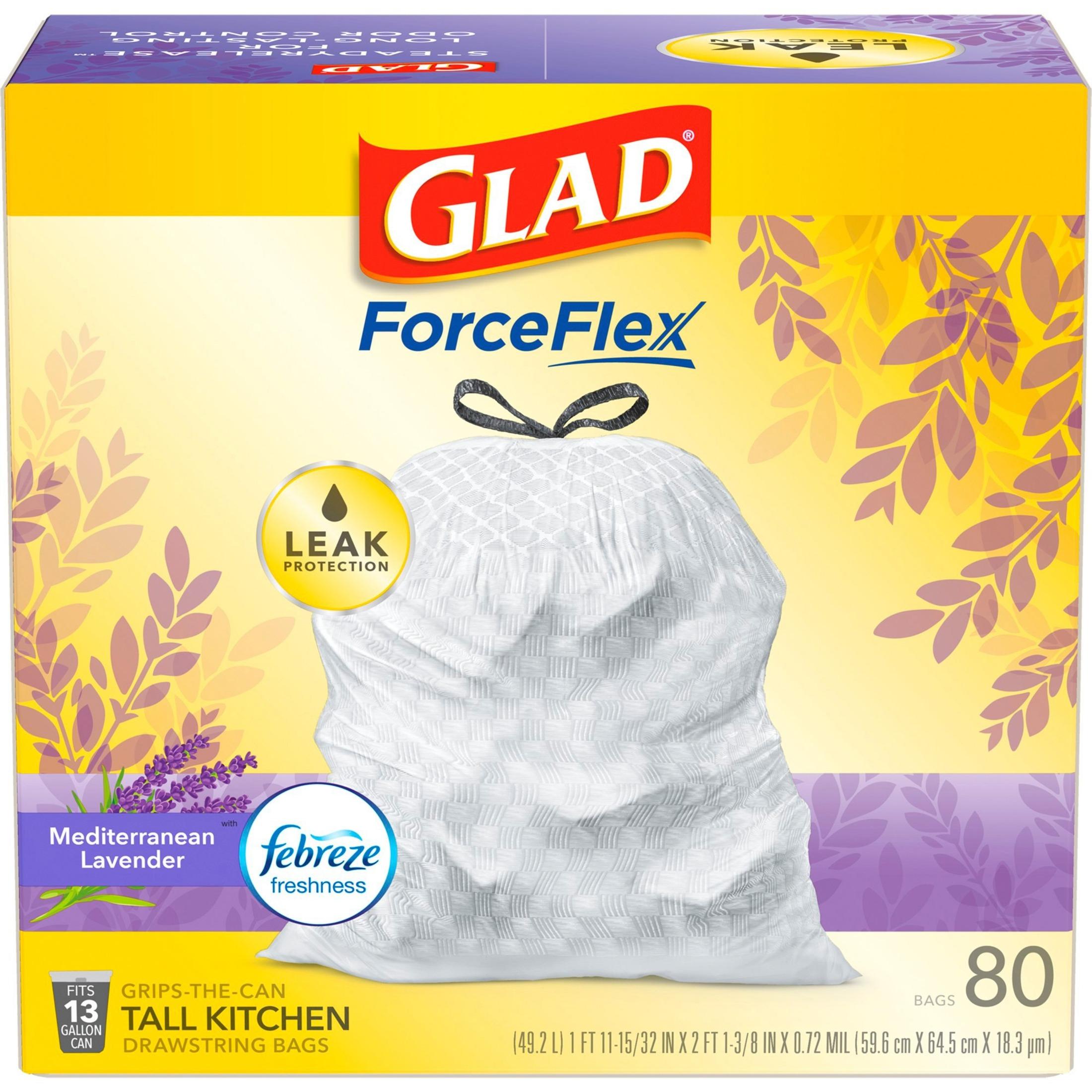 Glad ForceFlex Tall Kitchen Drawstring Trash Bags, 13Gal (Pack of 80)