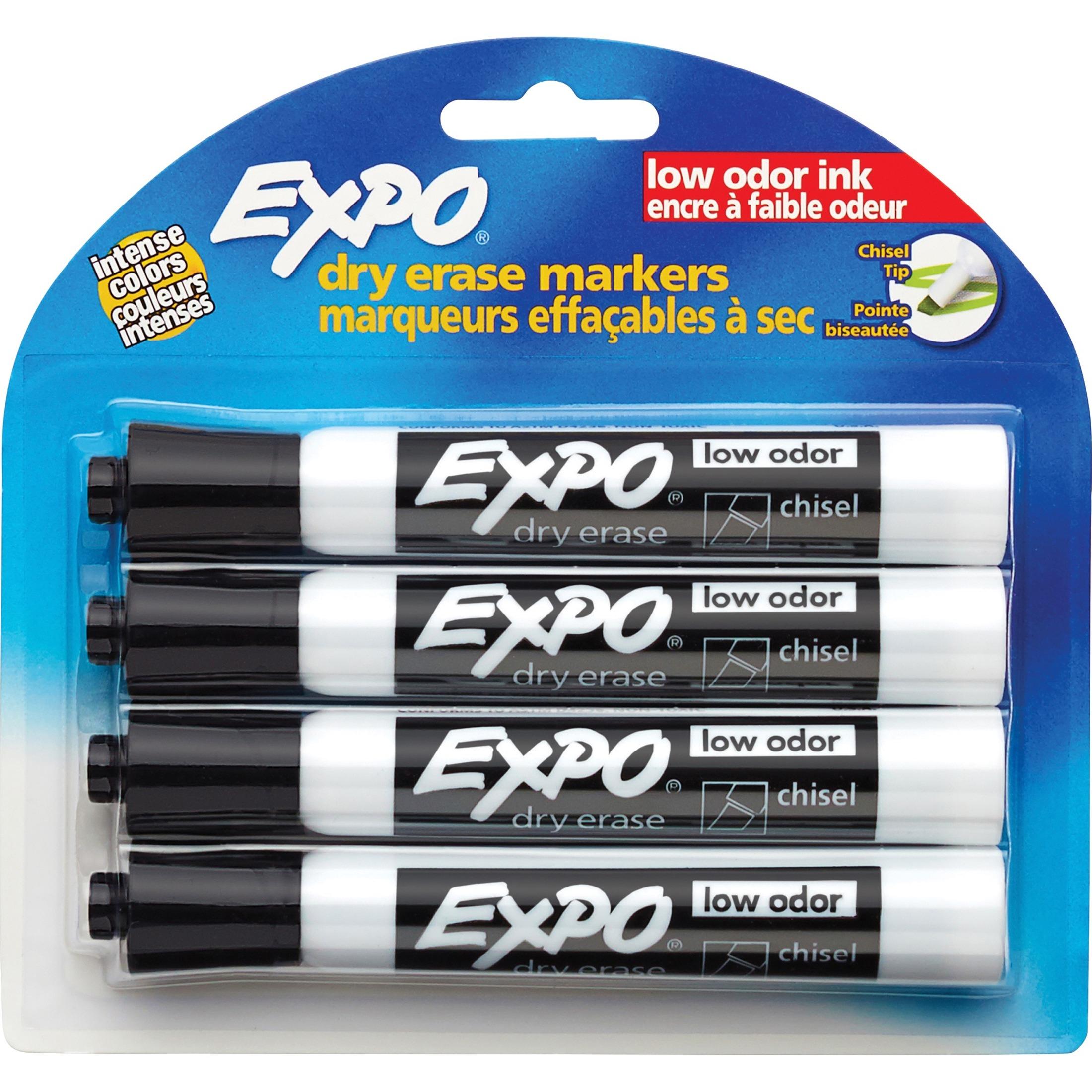 Dry Erase marker, Chisel Tip, 4/PK, Black
