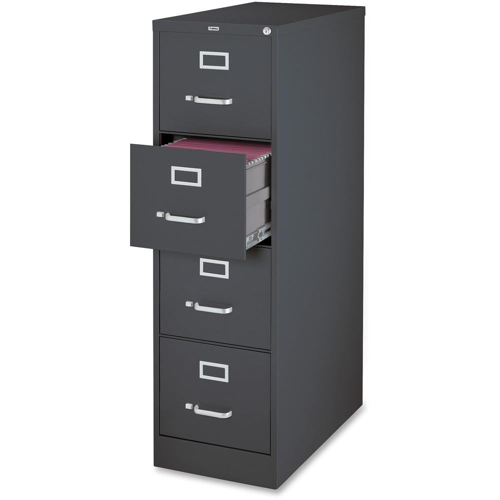 Lorell 26-1/2" Vertical File Cabinet - 4-Drawer, Charcoal