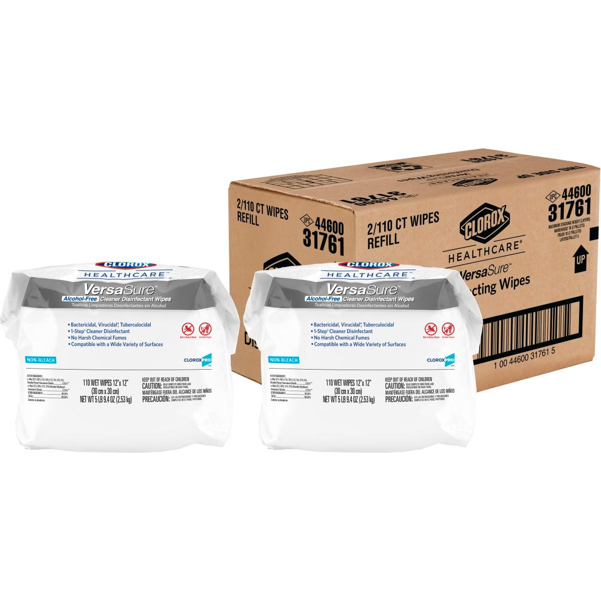 Clorox Healthcare VersaSure Cleaner Disinfectant Wipes, 110 Count Refill (31761)