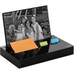 Pop-up Note/Flag Dispenser Plus Photo Frame with 3 x 3 Pad, 50 1" Flags, Black