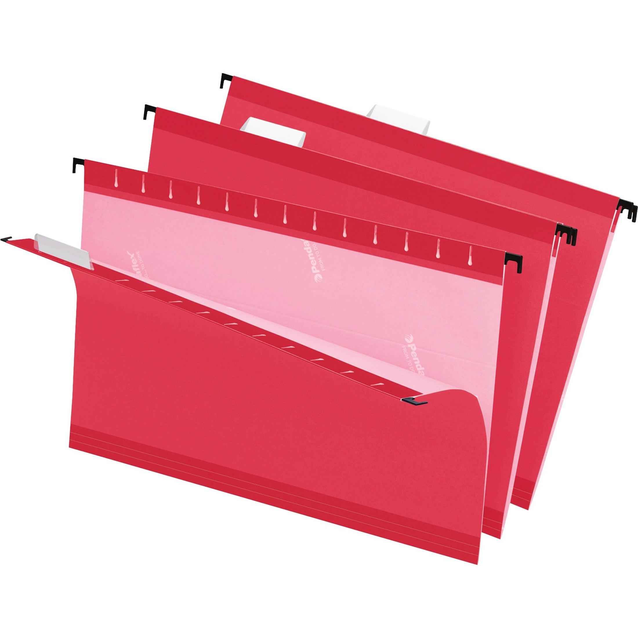 Hanging Folder, 1/5 Tab Cut, Legal, 25/BX, Red