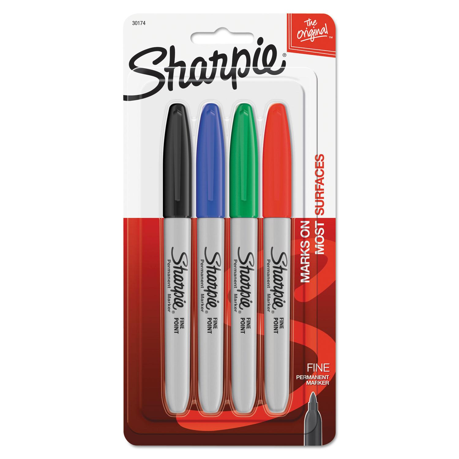 Sharpie® Fine Point Permanent Marker, Assorted Colors, 4/Set
