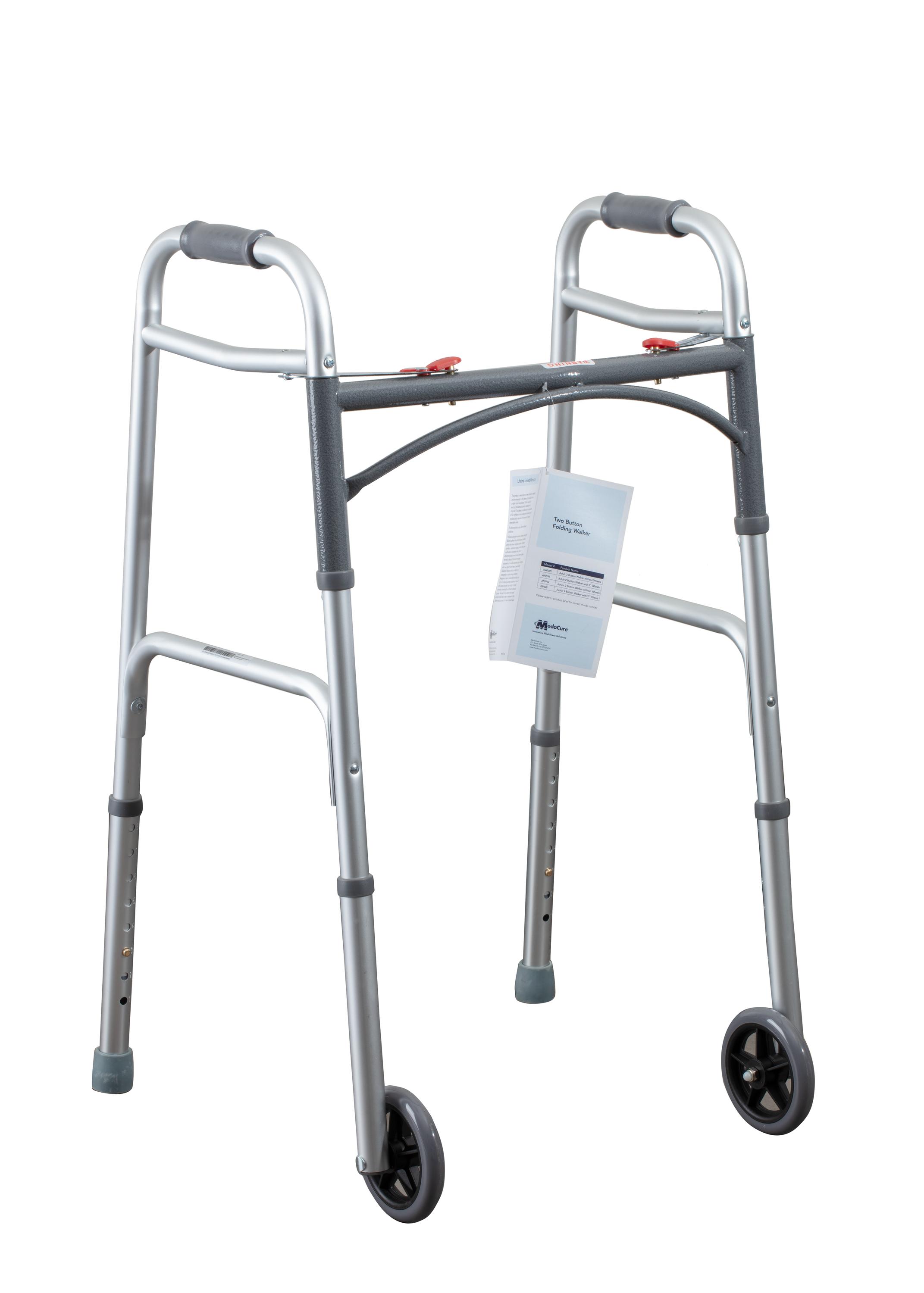 Adult 2 Button Folding Walker with 5