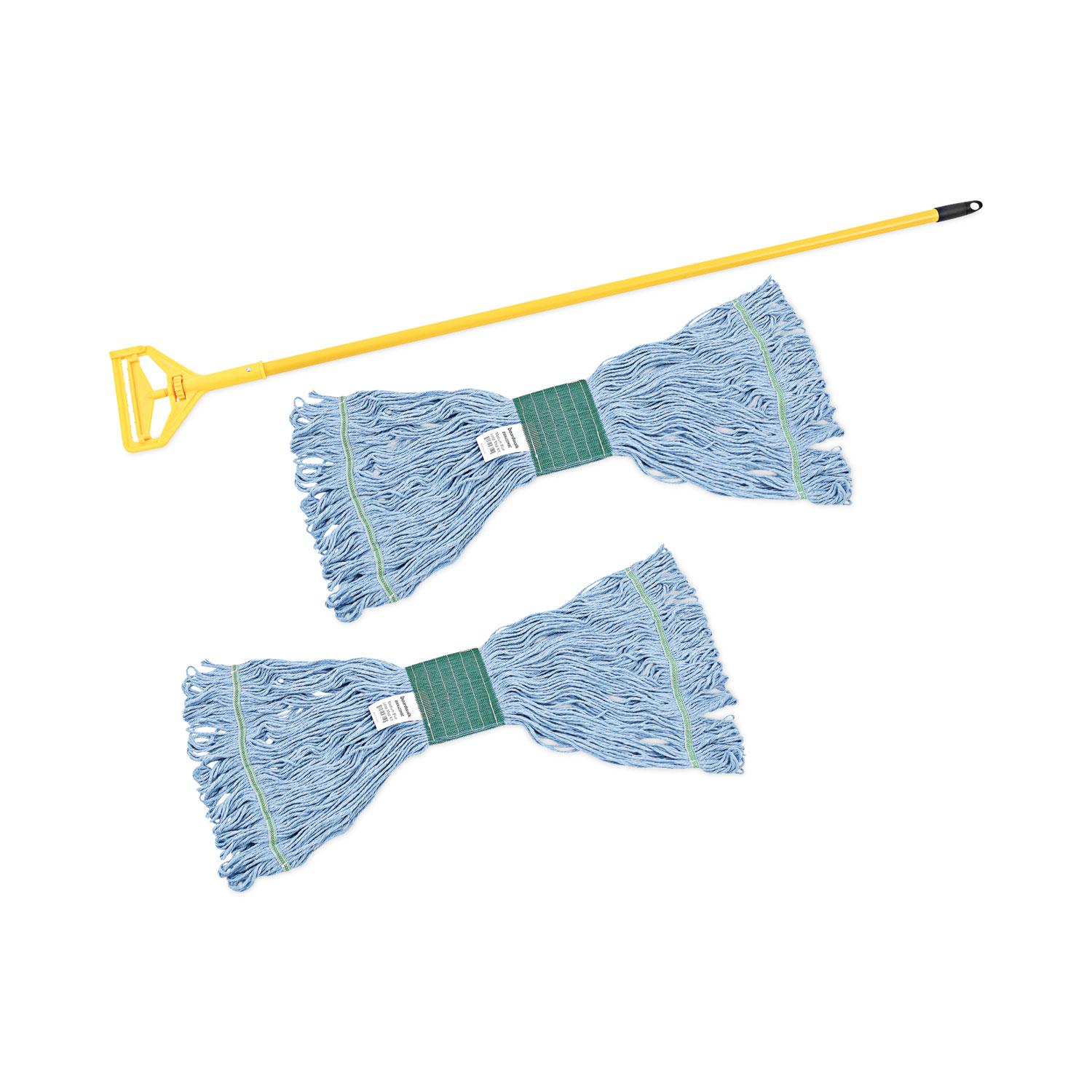 Boardwalk® Microfiber Mop Kit, Looped End, Medium, Metal/Polypropylene Handle, 60", Blue/Yellow