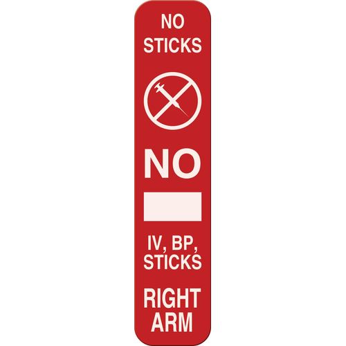 Magnetic No Sticks Right Arm Sign, Red with White Letters, 2