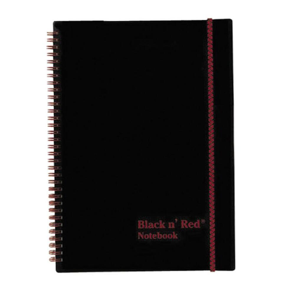 Wirebound Notebook,Ruled/Perf.,w/Margin,11"x8-1/2",Black/Red