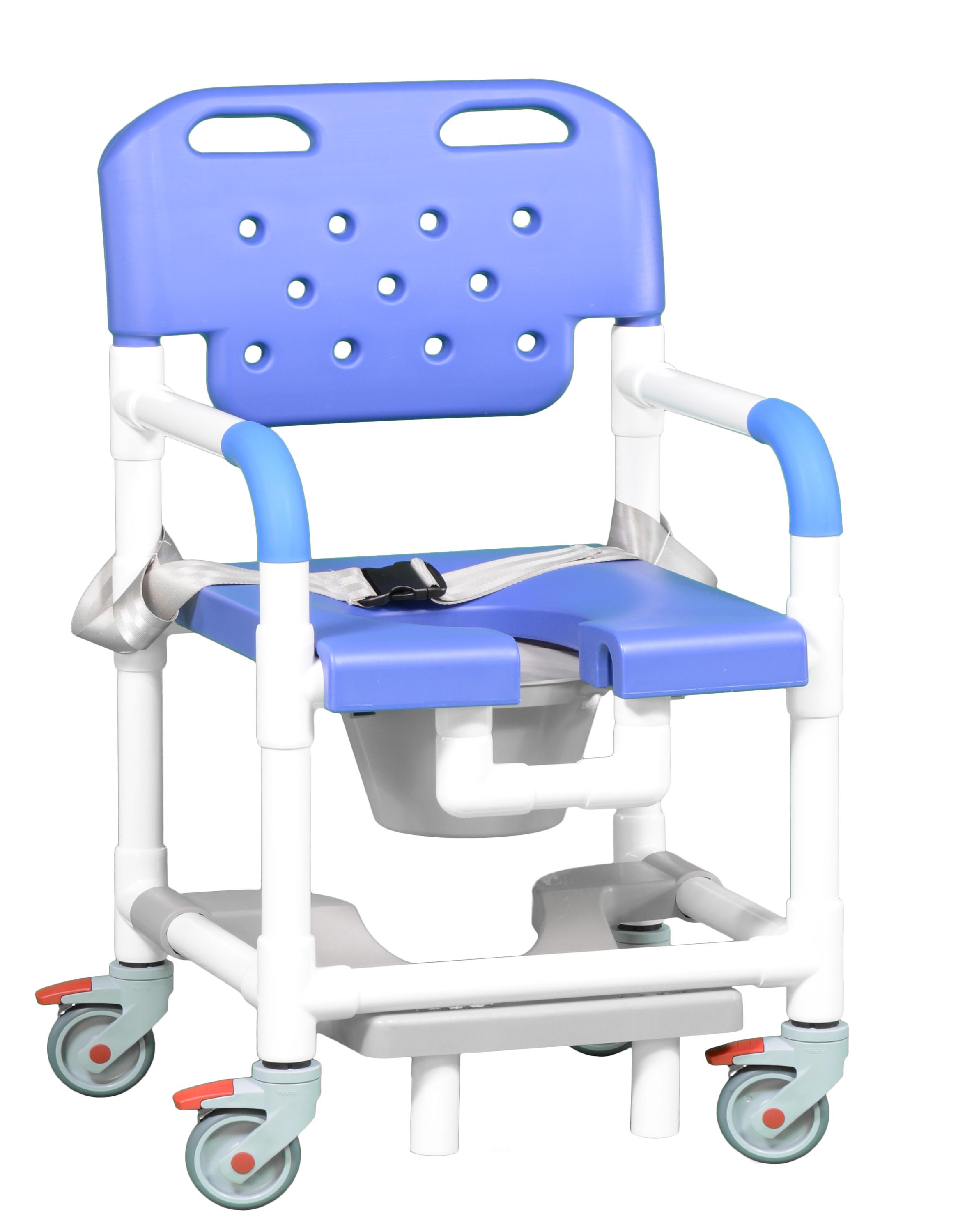 DMI Rolling Shower Transport Chair with Padded Toilet Seat White 43P27