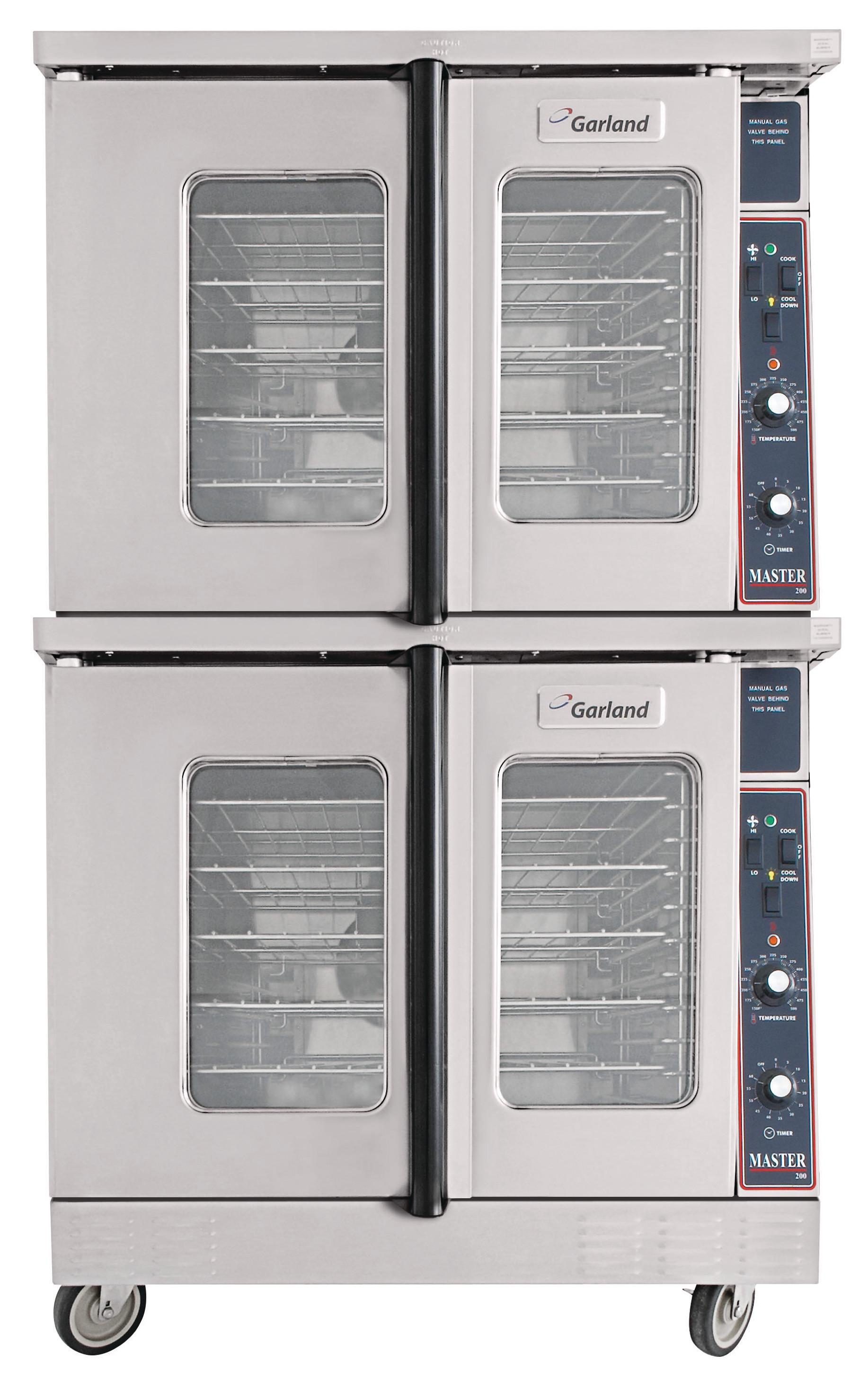 Garland Master Series Double-Deck Gas Convection Oven - Gas Type: Natural Door Type: Solid SS Doors, Mechanical Controls, 6 racks per oven, (Best Series)