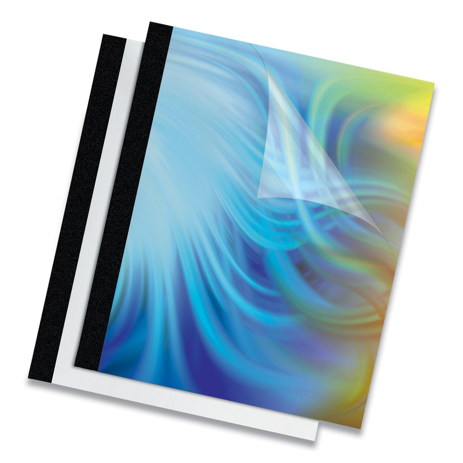 Fellowes® Thermal Binding System Covers, 120-Sheet Cap, 11 x 8 1/2, Clear/Black, 10/Pack