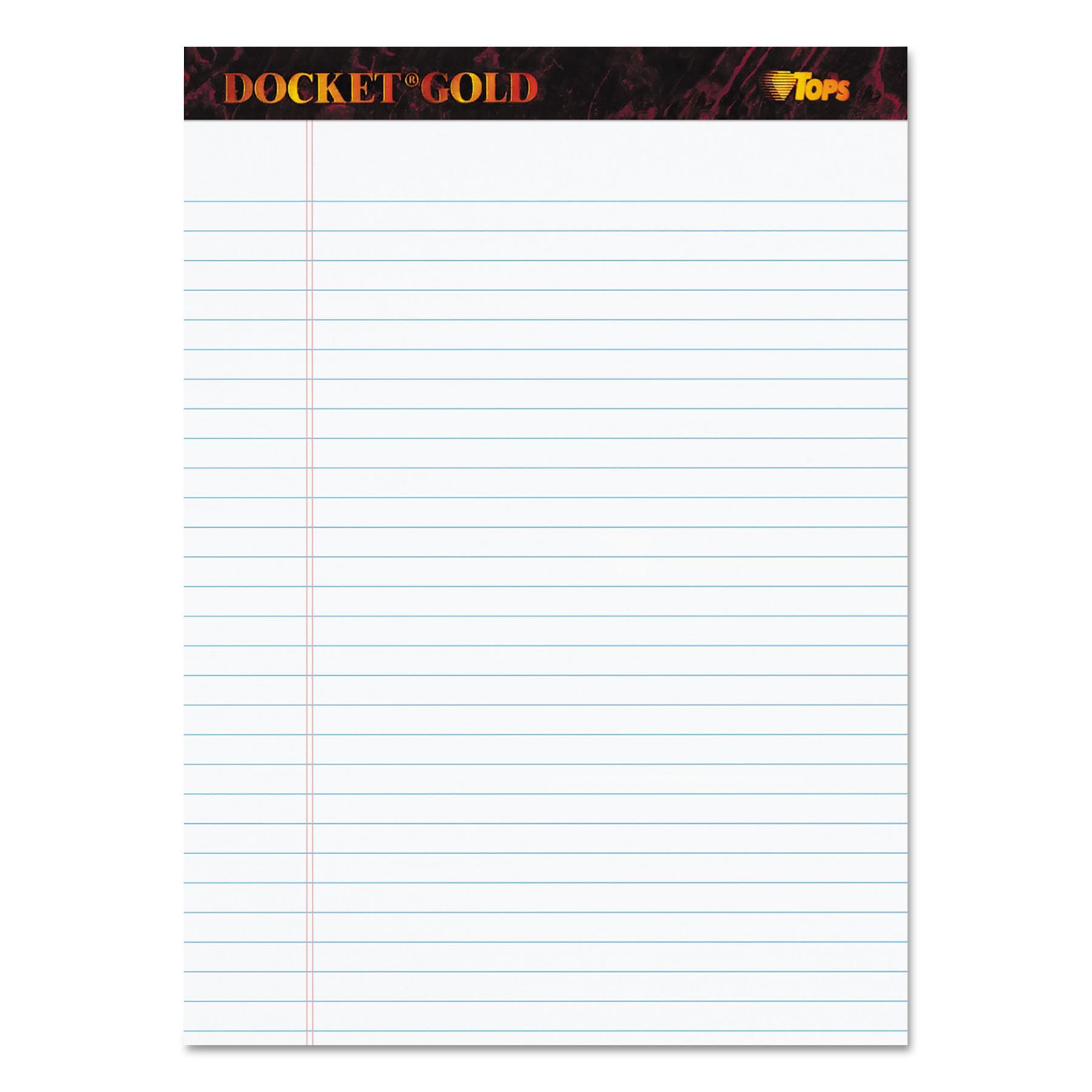 TOPS™ Docket Ruled Perforated Pads, Legal/Wide, 8 1/2 x 11 3/4, White, 50 Sheets, DZ