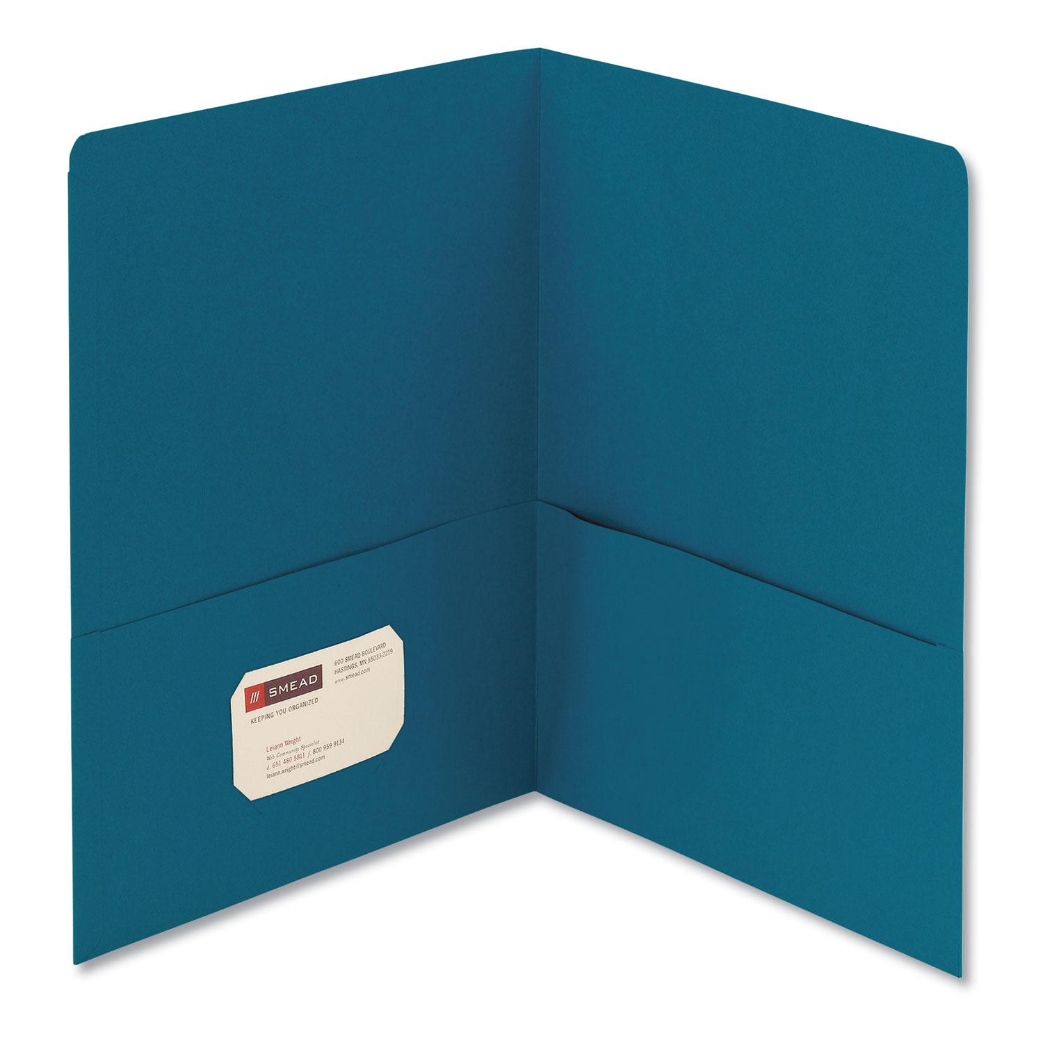 Smead Two-Pocket Folder, Textured Paper, Teal, 25/Box