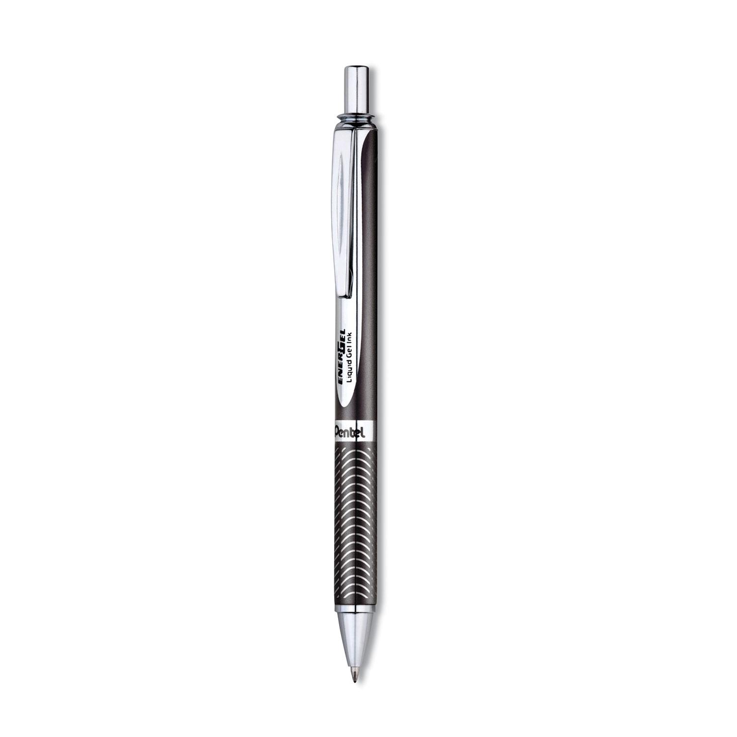 Pentel® EnerGel Alloy RT Retractable Liquid Gel Pen, .7mm, Black Barrel, Black Ink