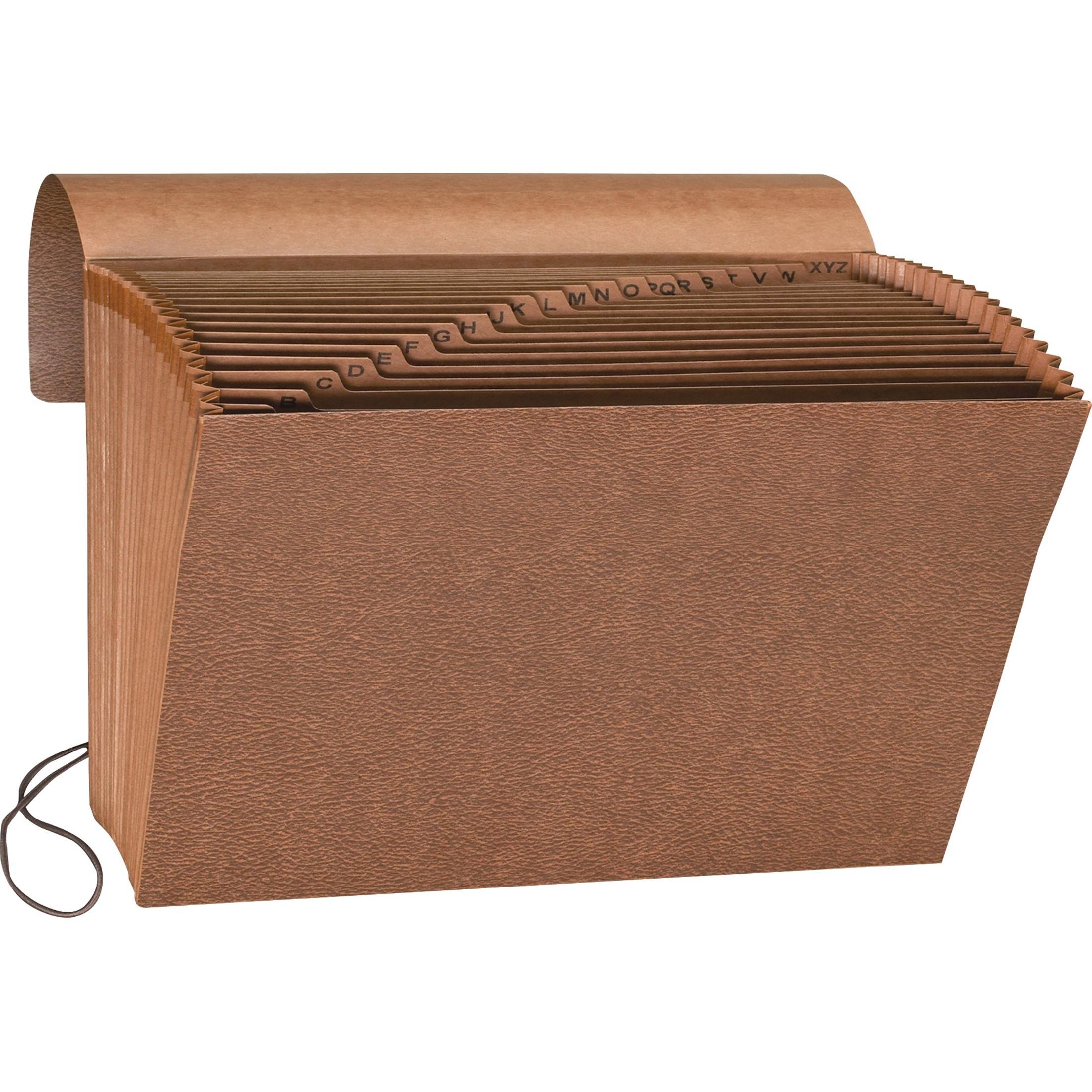 Accordion File,w/Flap,A-Z,21 Pocket,Letter,12"x10",Brown