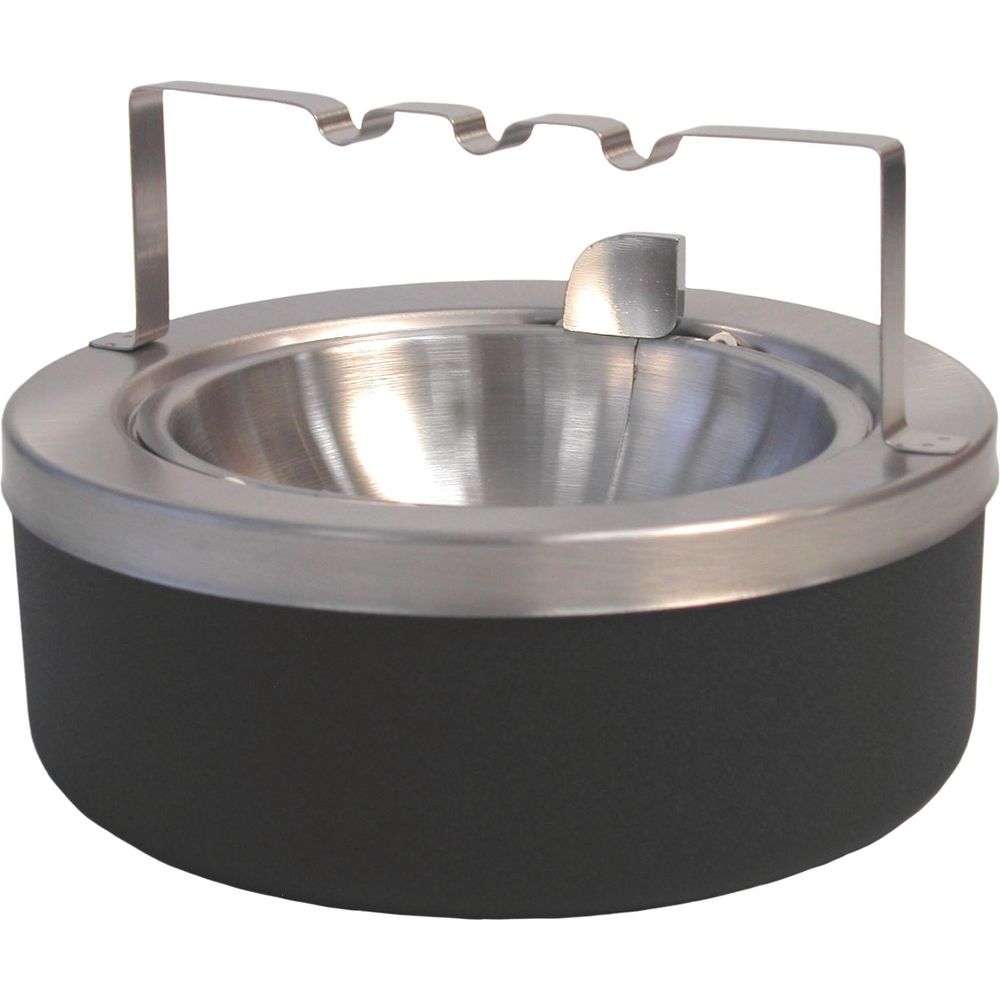 Large Tabletop Ashtray, Flip-Top, Bridge and Stainless Steel