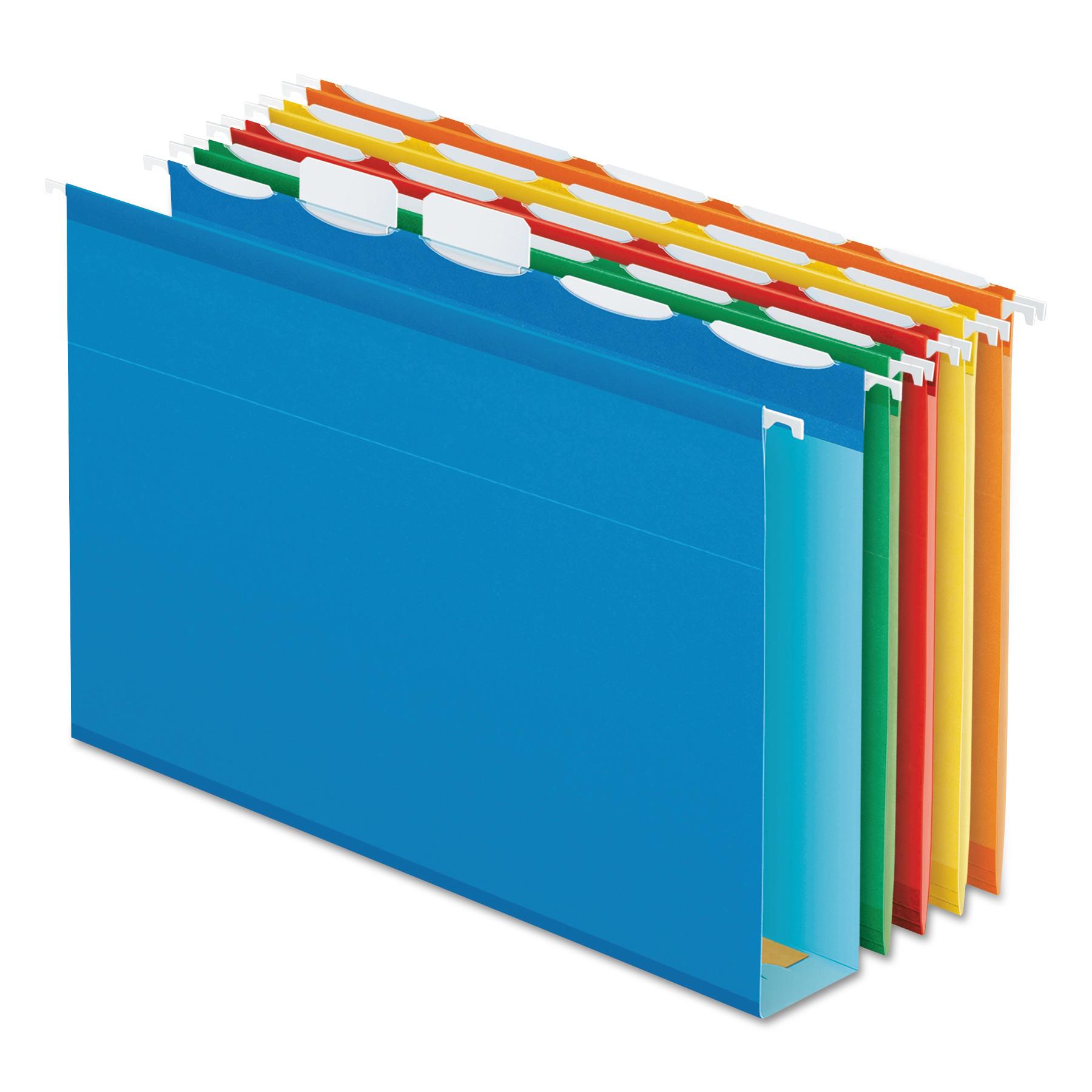 Pendaflex® Ready-Tab Hanging File Folders, 2" Capacity, 1/5 Tab, Letter, Assorted, 20/Box