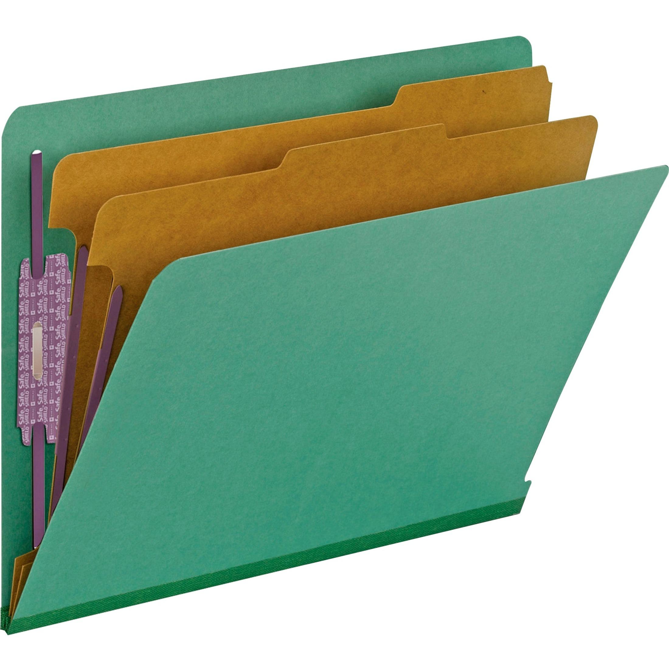 Classification Folders,2" Exp,Fasteners,Letter,10/BX,Green