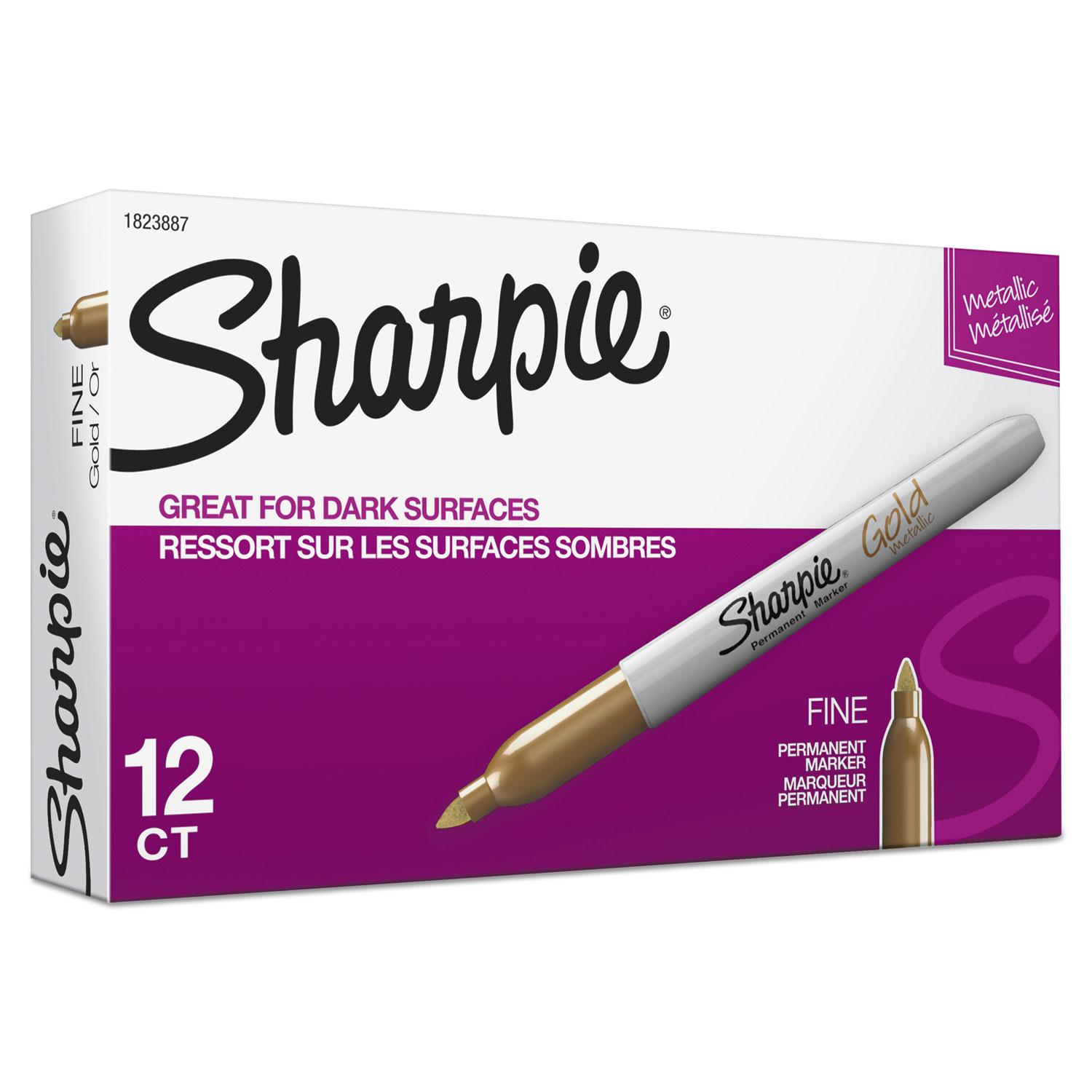 Sharpie® Metallic Permanent Markers, Gold, Dozen