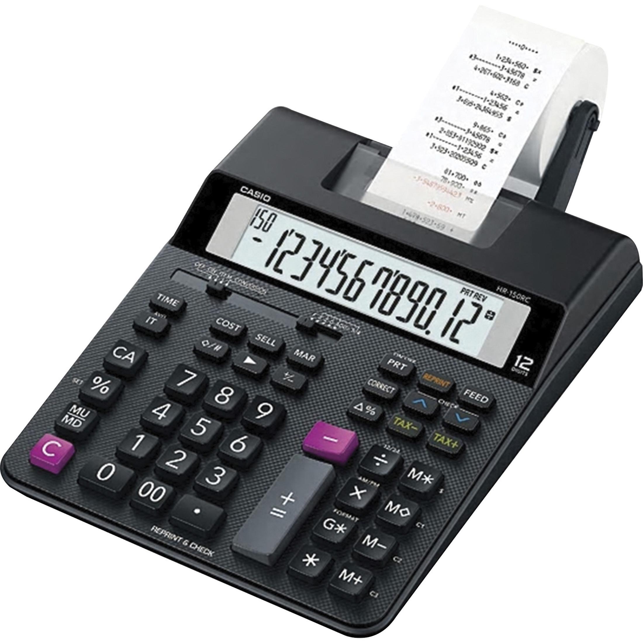 Printing Calculator, 12-Digit, 7-3/4"Wx10-3/4"Lx2-3/10"H, BK