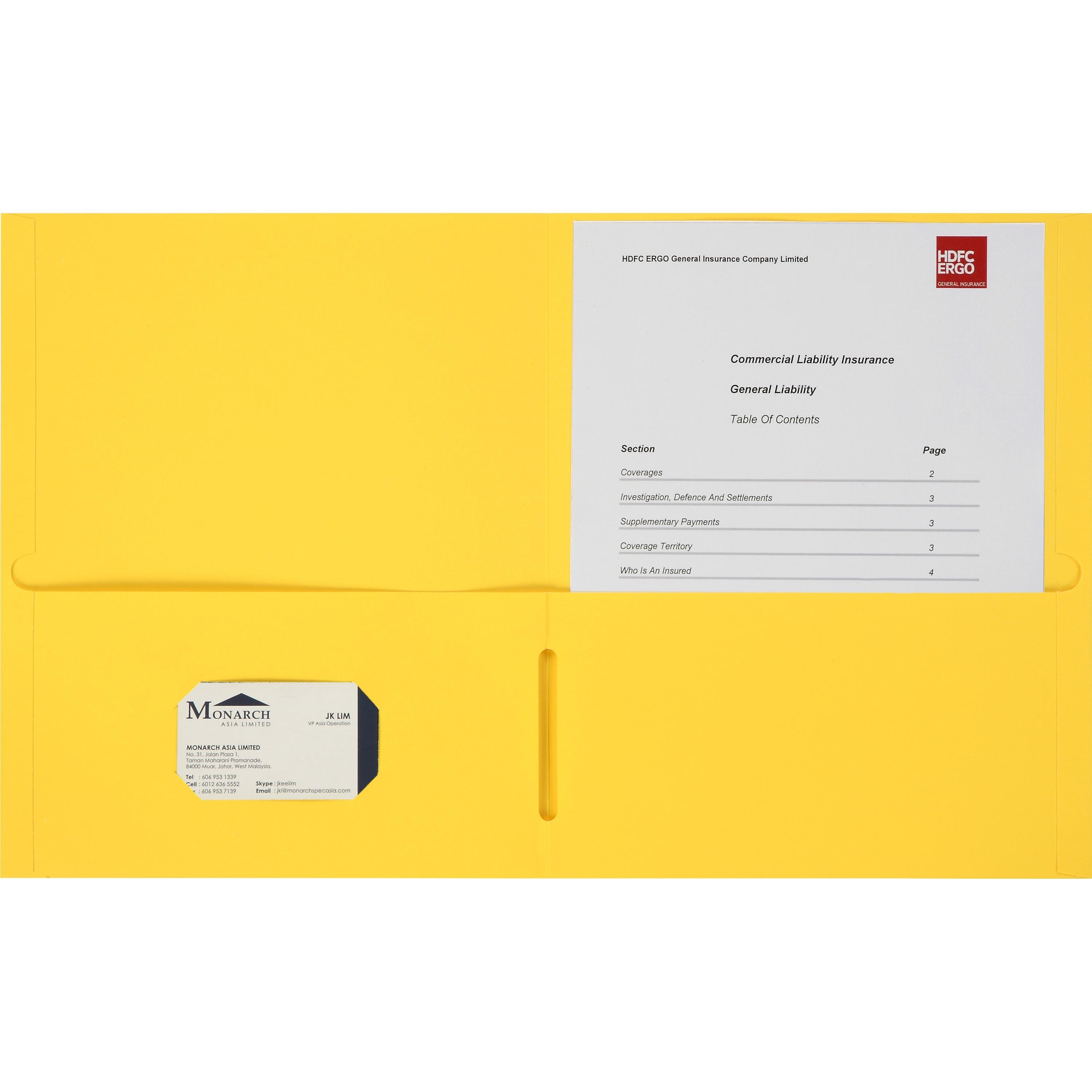 Double Pocket Portfolio, 8-1/2"x11-1/2", 125Shts, 25/BX, YW