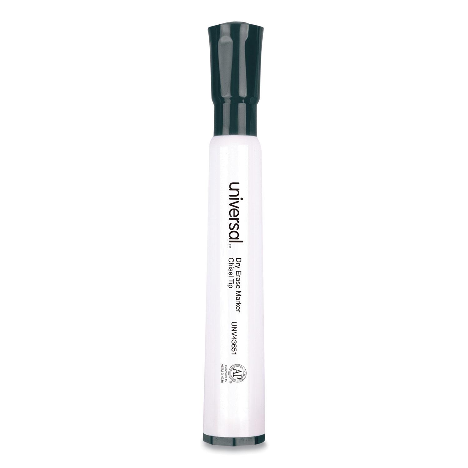 Universal™ Dry Erase Marker, Chisel Tip, Black, Dozen