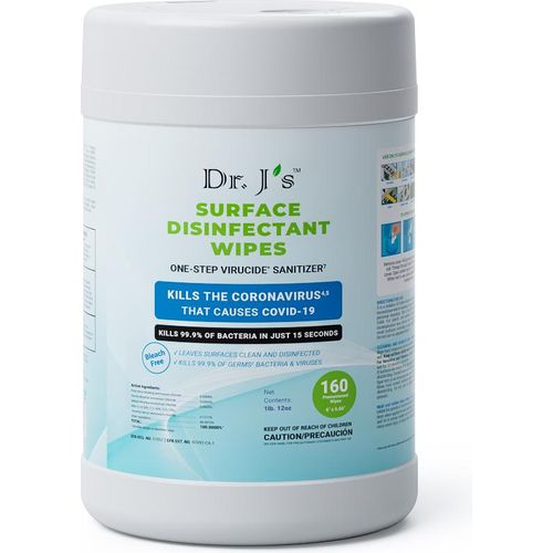 Dr J's Antibacterial Hand Sanitizing Wipes, 160ct (GV218)