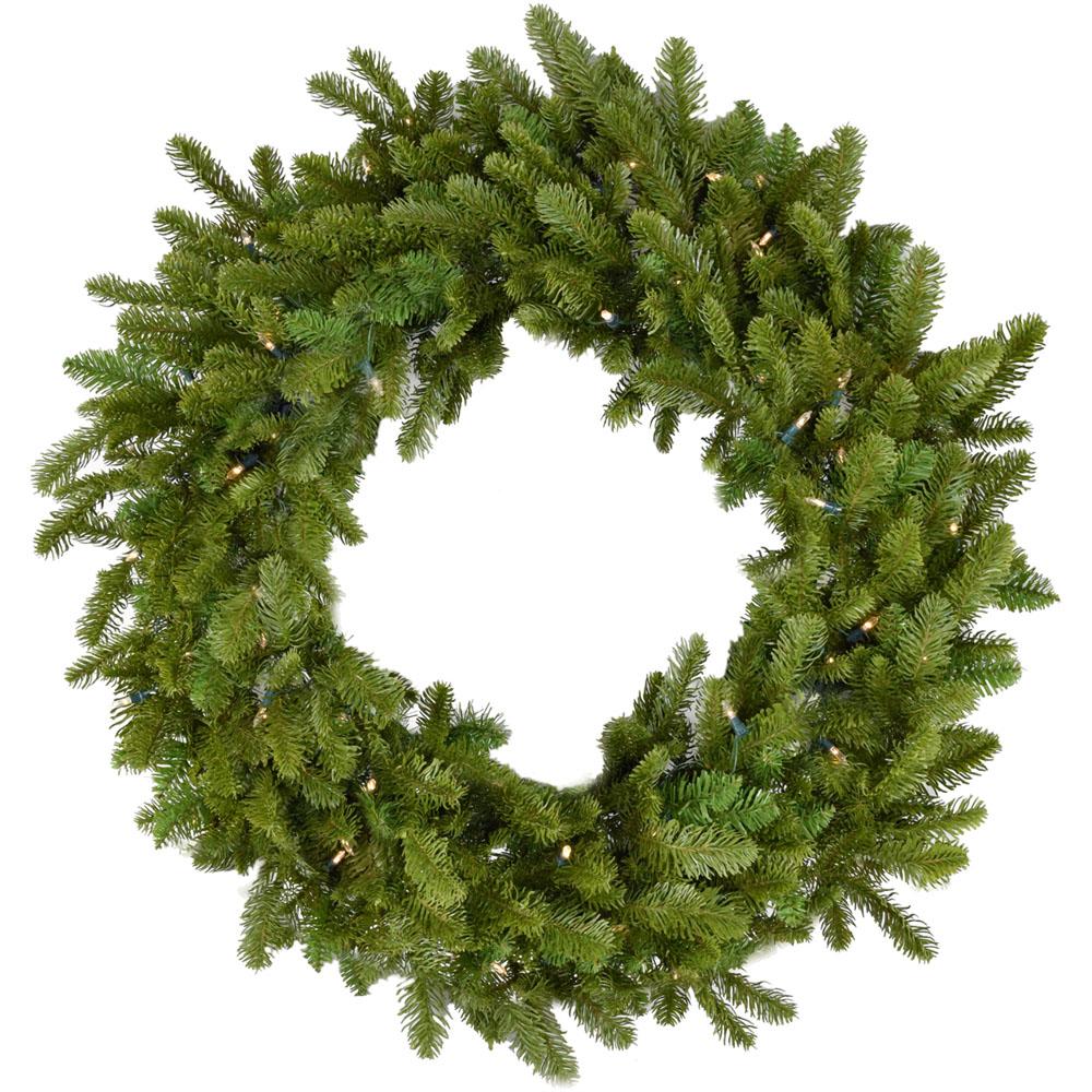 36-In. Grandland Artificial Holiday Wreath with Clear Battery-Operated LED String Lights for Indoor and Outdoor Displays