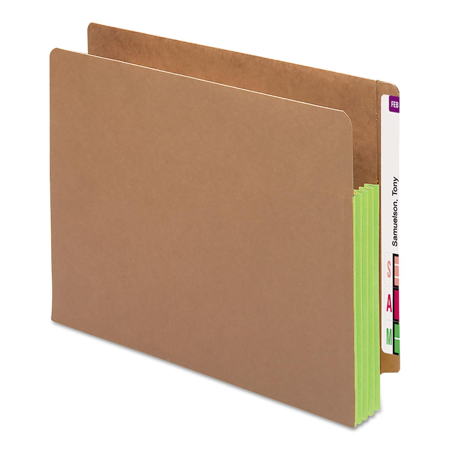 Smead 3 1/2" Exp File Pockets, Straight Tab, Letter, Green, 10/Box