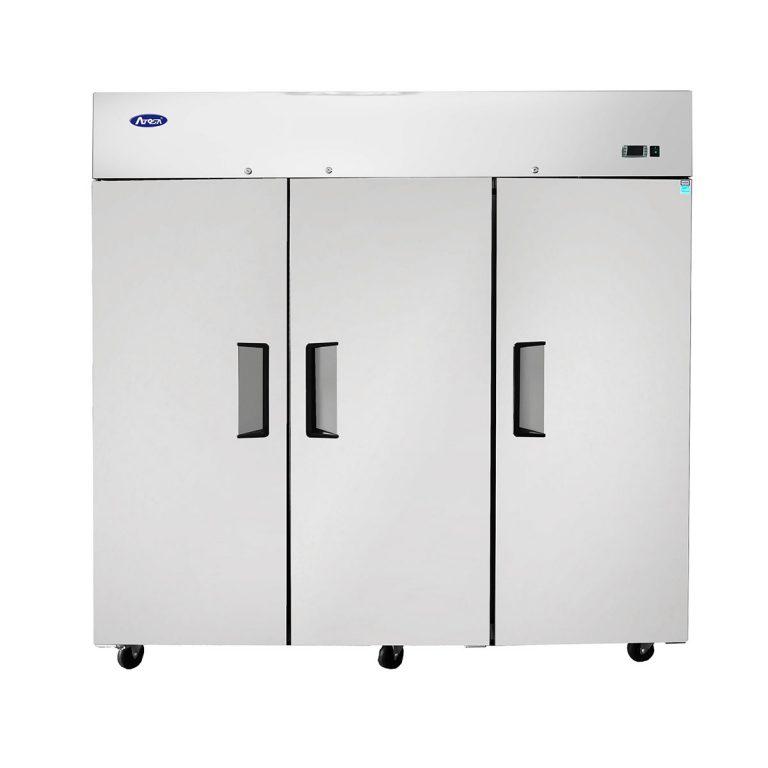 Atosa Reach-in Freezer, 3 Door, Top Mount, Locking Hinged Solid Doors