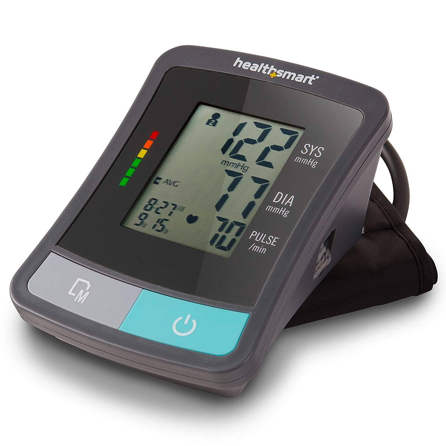 HealthSmart Standard Series Clinically Accurate Automatic Digital Upper Arm Blood Pressure Monitor with LCD Display and 2 Person Memory, Black and Gray