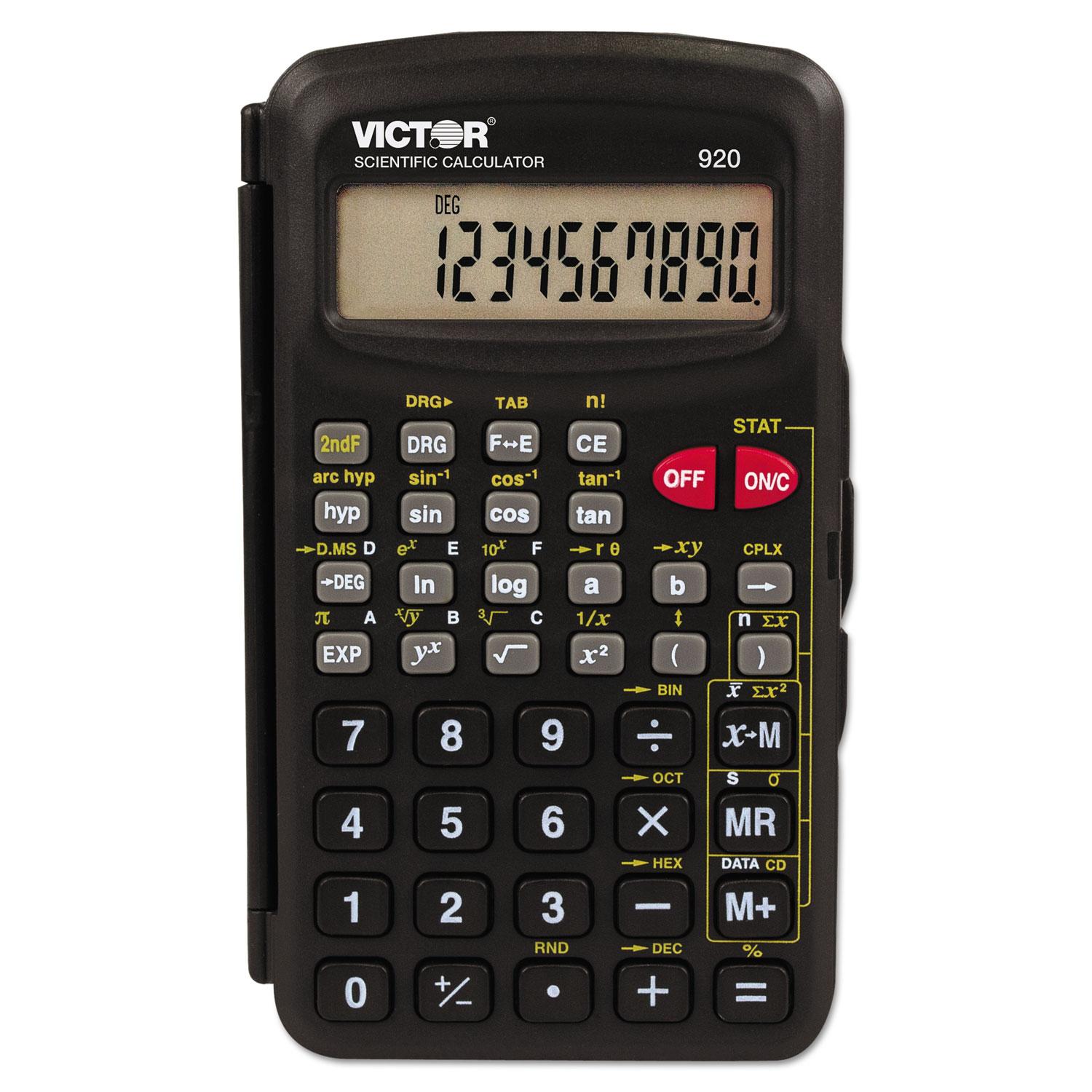 Victor® 920 Compact Scientific Calculator with Hinged Case,10-Digit, LCD