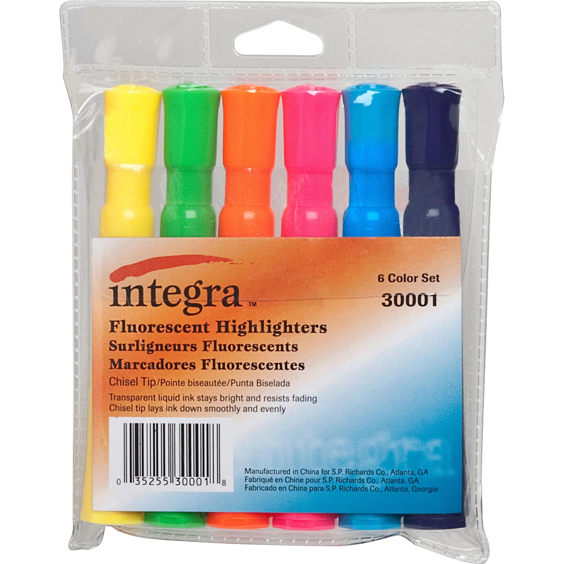 Desk Highlighter, Chisel Tip, 6 Color/ST, Assorted