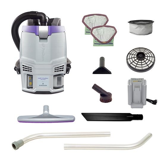 GoFit 3 Cordless 4Ah, 3 qt. Commercial Backpack Vacuum w/ Xover Multi-Surface Two-Piece Wand Tool Kit
