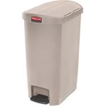 Rubbermaid Slim Jim® Waste Receptacle, Plastic, End-Step, Liner, 13 Gallon - Receptacle Color: Beige