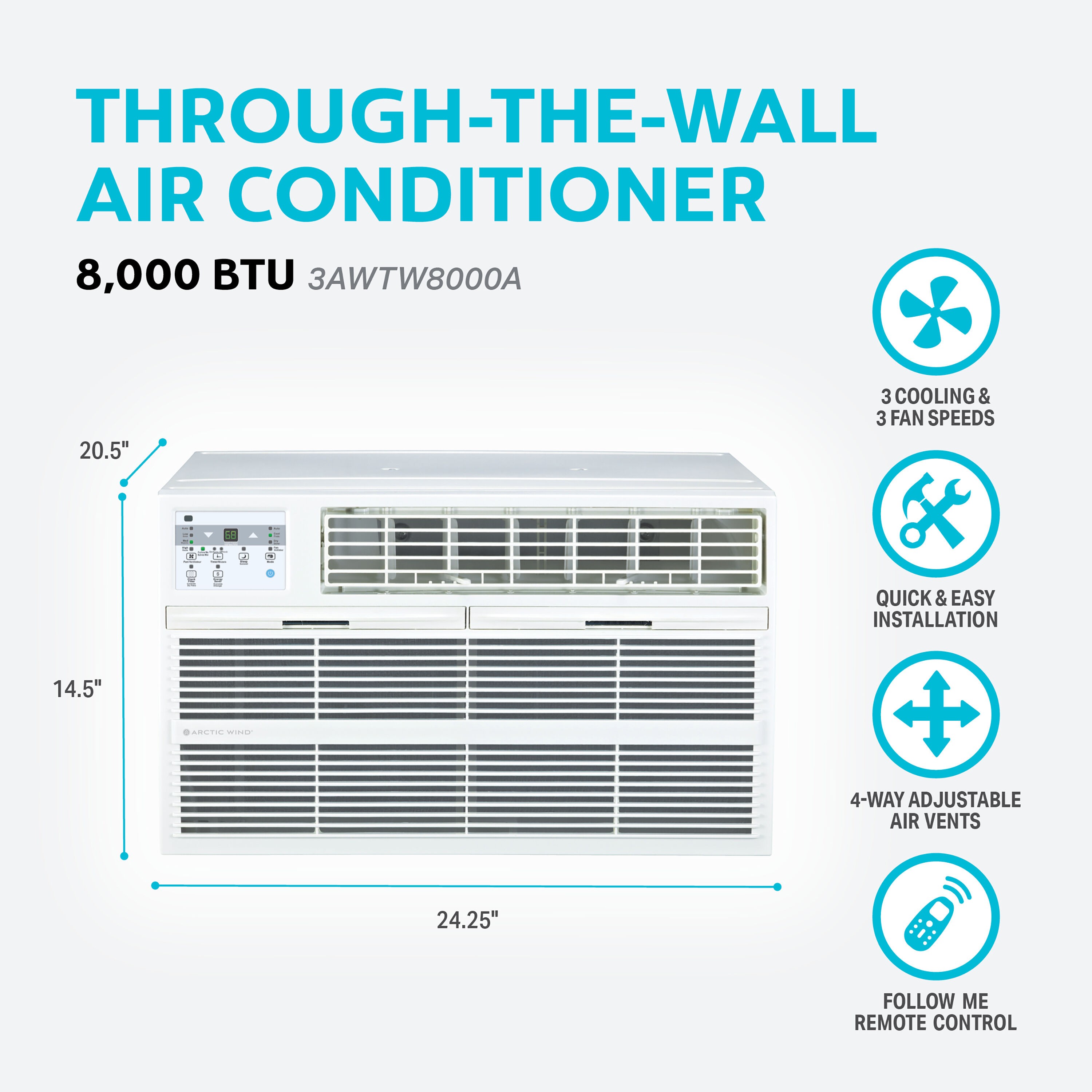 Arctic Wind 8,300 BTU Through the Wall Air Conditioner with Remote Control