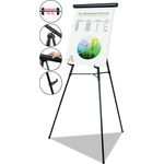 MasterVision® Telescoping Tripod Display Easel, Adjusts 38" to 69" High, Metal, Black