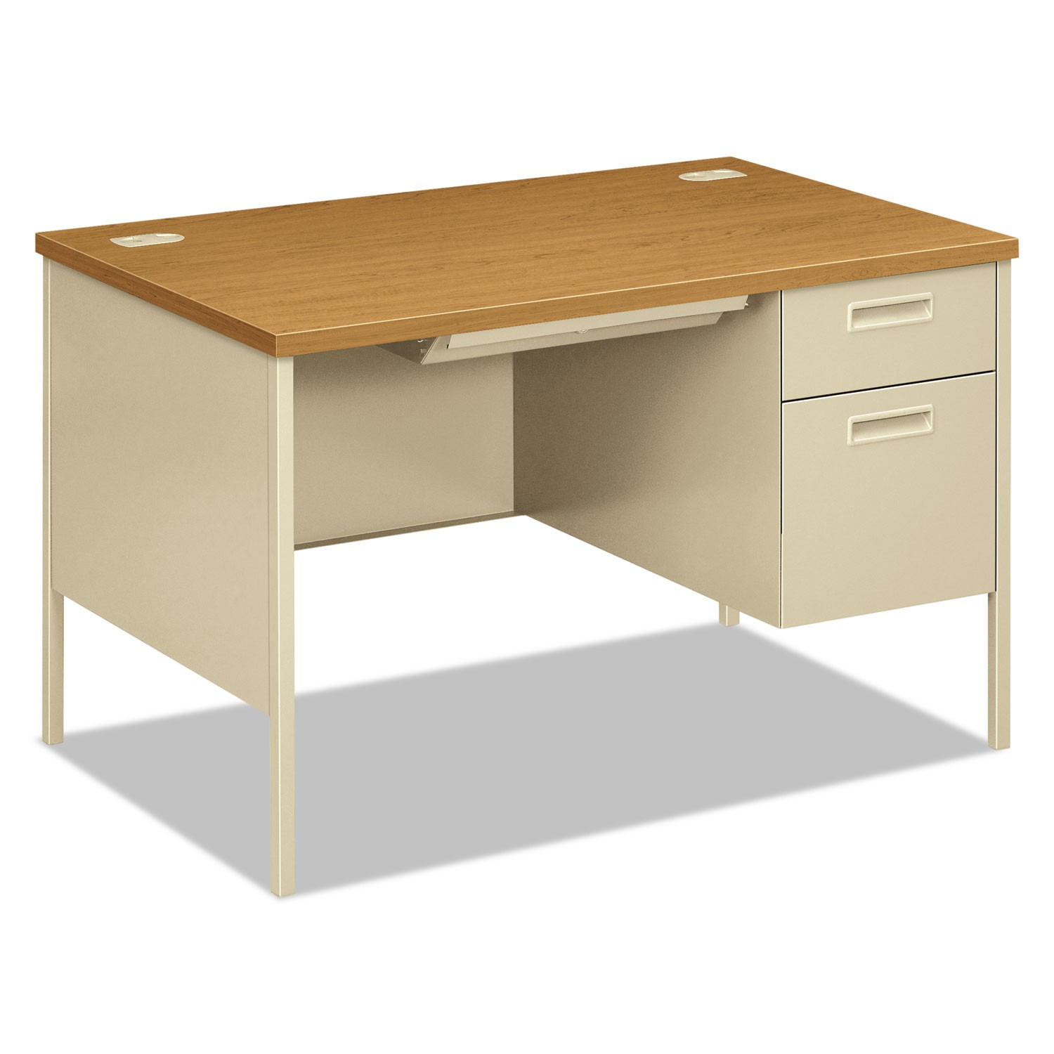 Metro Classic Right Pedestal Desk, 48"W x 30"D x 29-1/2"H, Harvest/Putty
