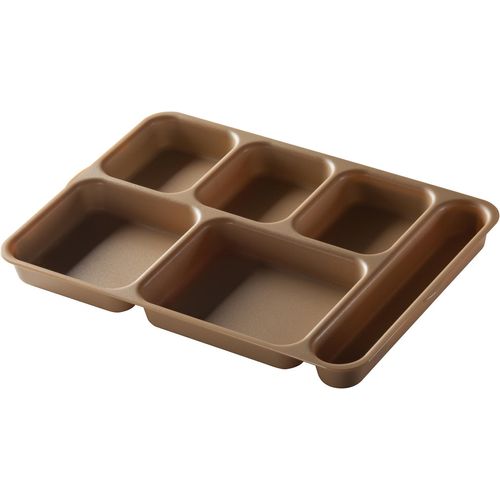Beige, 6-Compartment Polycarbonate Meal Separator Tray, 24/PK