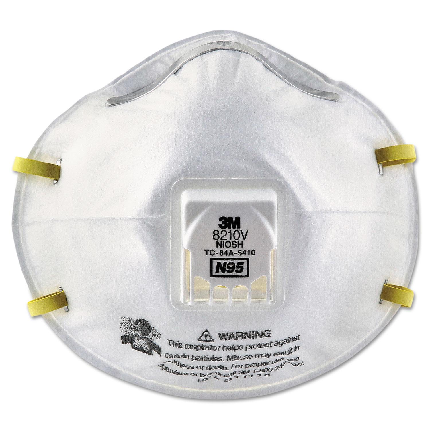 3M™ Particulate Respirator 8210V, N95, Cool Flow Valve, 10/Box