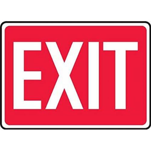 Safety Sign, Exit, White Text On Red Adhesive Vinyl, 7In. X 10In ...