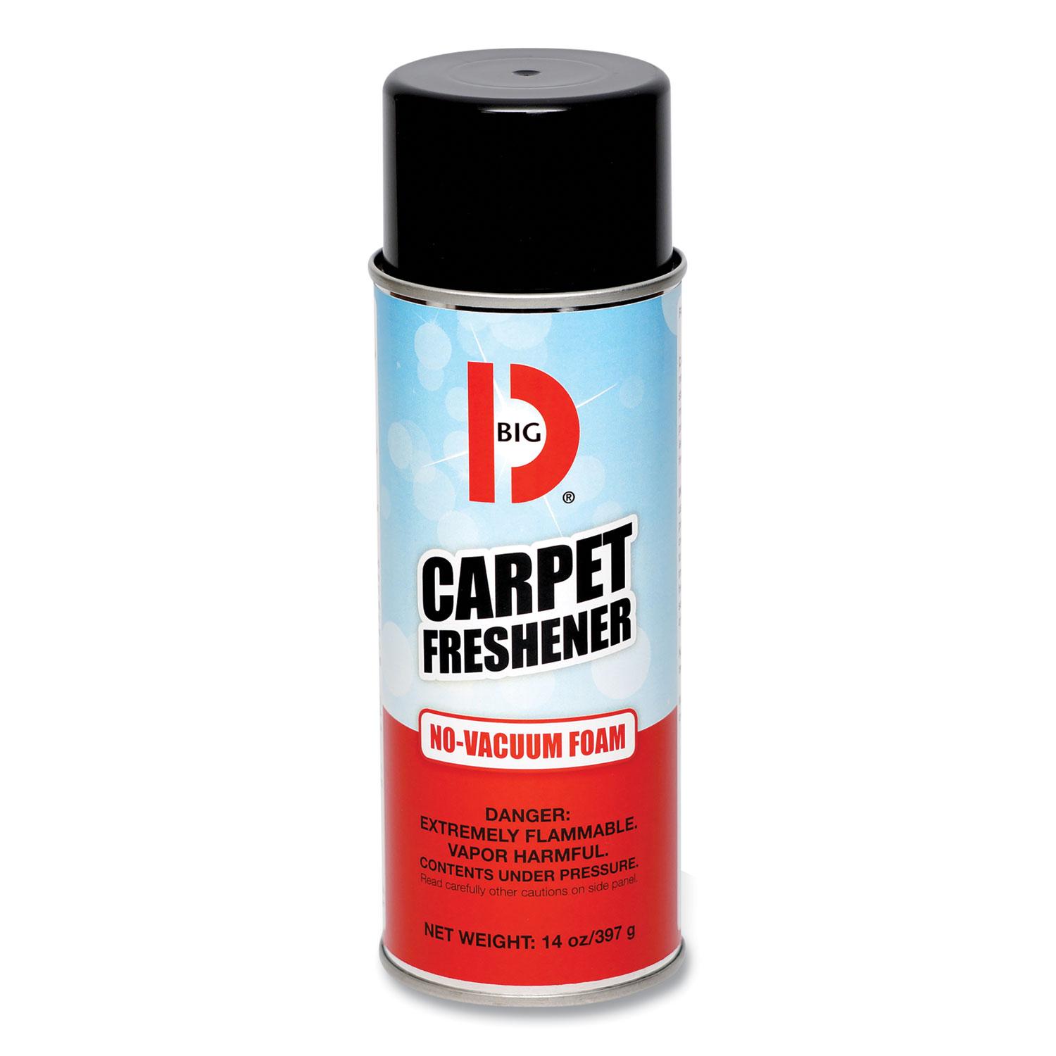 Big D Industries No-Vacuum Carpet Freshener, Foam, Fresh Scent, 14 oz Aerosol, 12/Carton