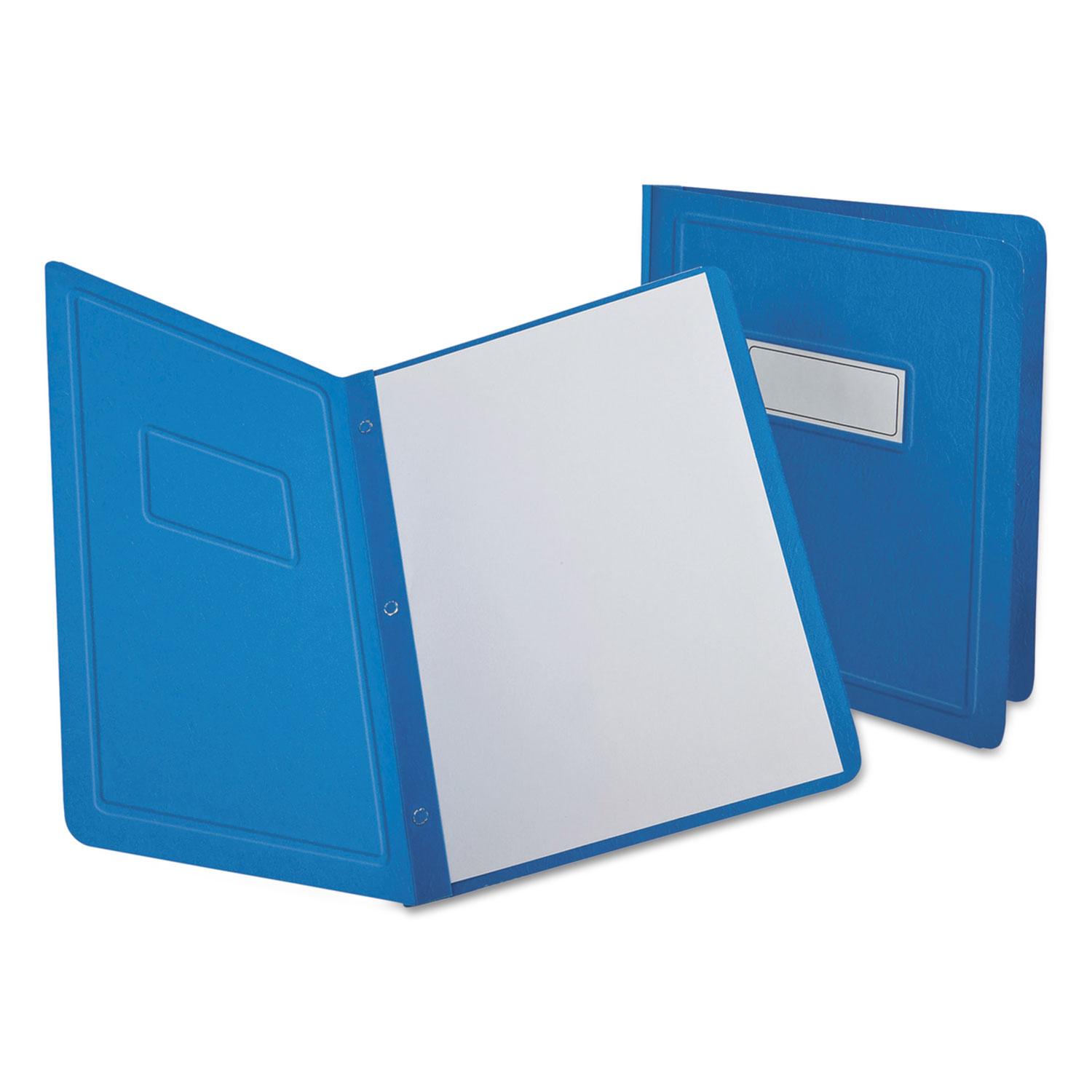 Oxford™ Report Cover, 3 Fasteners, Panel and Border Cover, Letter, Light Blue, 25/Box