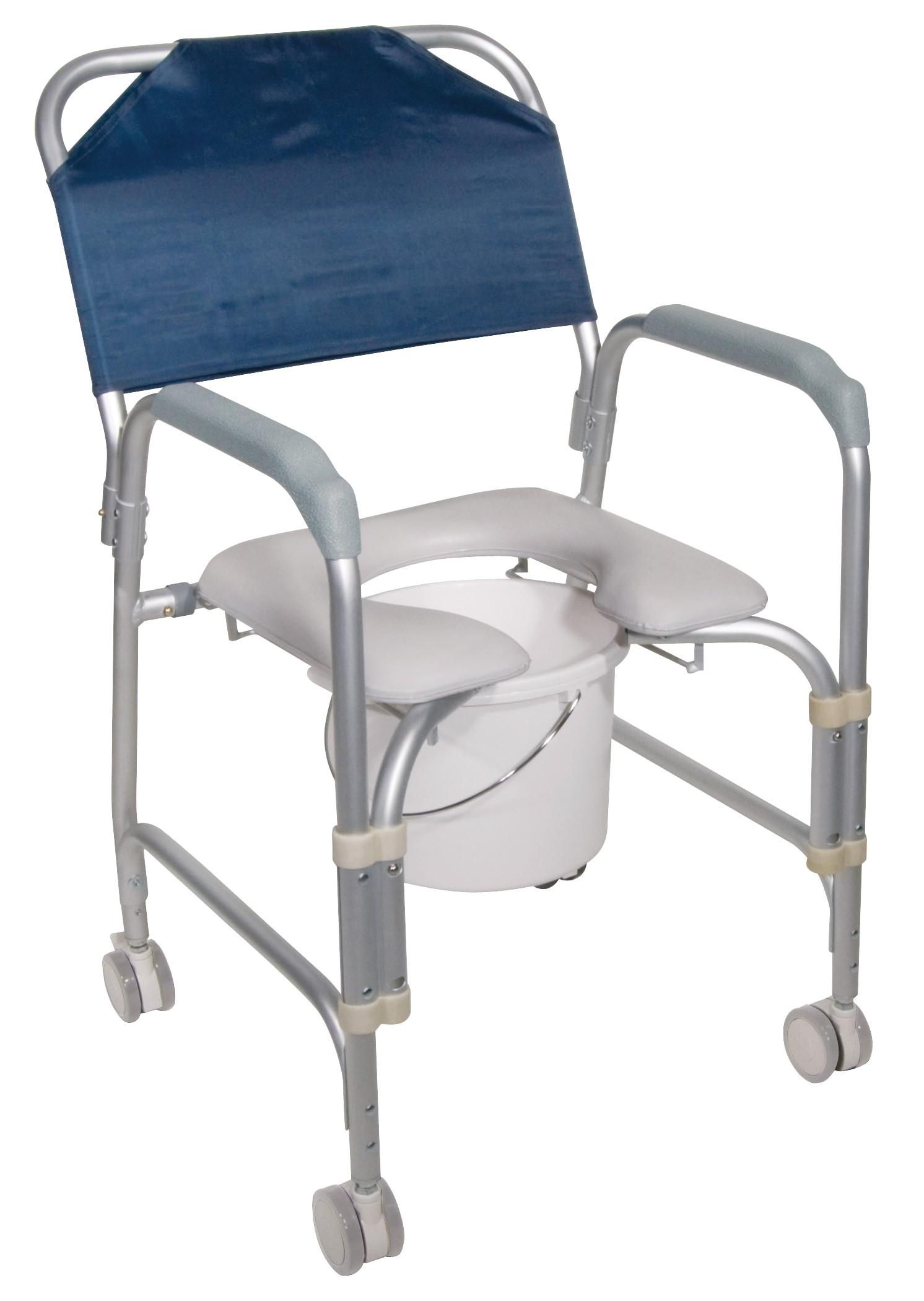 BRODA® Revive Shower Commode Chair, Grey Strap - Seat Width: 18 in ...