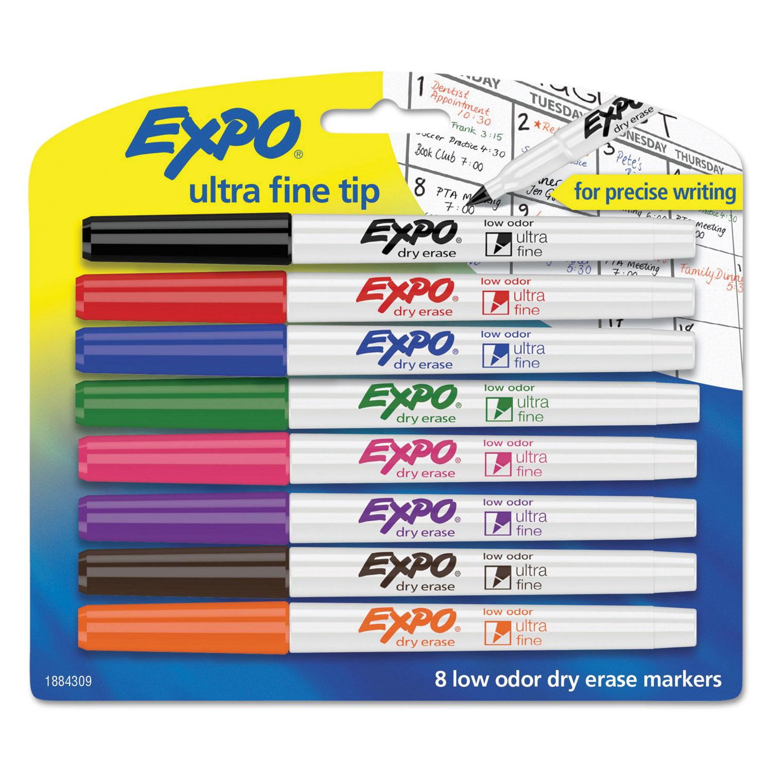 EXPO® Low-Odor Dry-Erase Marker, Ultra Fine Point, Assorted, 8/Set