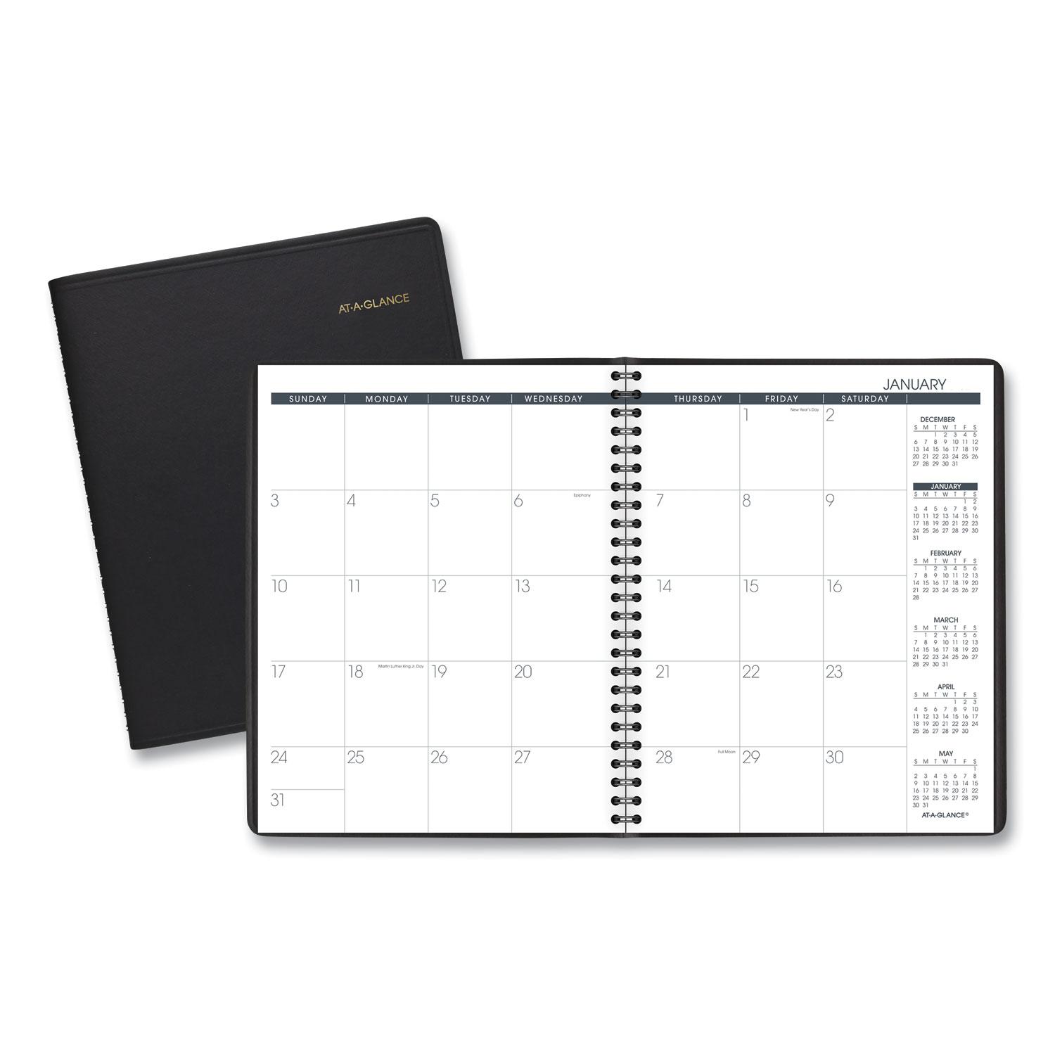 AT-A-GLANCE® Monthly Planner, 6 7/8 x 8 3/4, Black, 2019